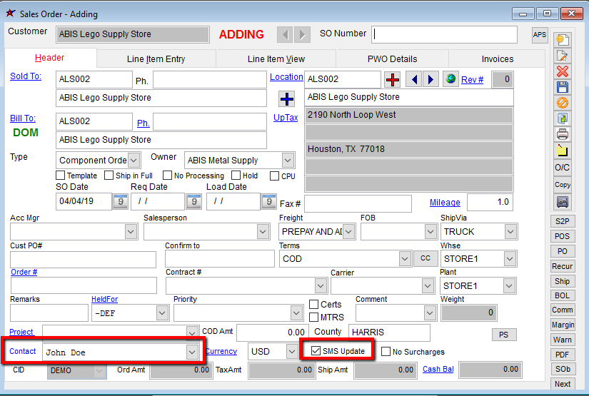 HOW TO - Send out text message updates for a Sales Order - Adjutant Wiki